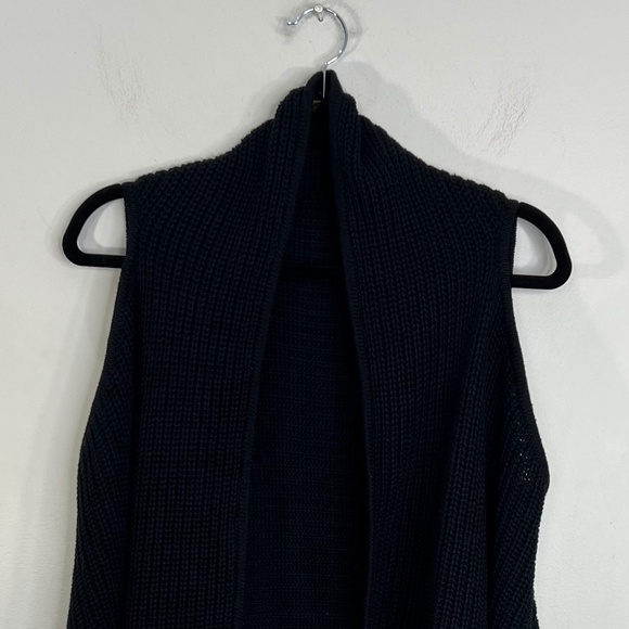 DKR black pure cotton waterfall sleeveless open front cardigan sweater vest M - Picture 5 of 11